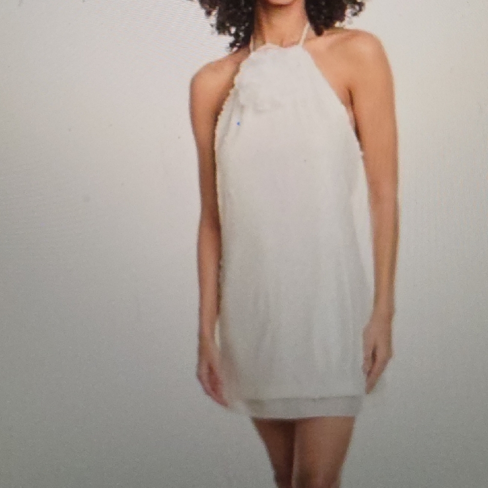 TOCCIN Micky Halter Tie Neck Shift Dress White Size 6 $695
